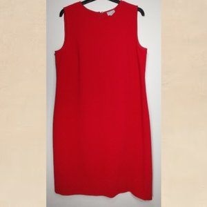 J Jill Women Size 10 Shift Dress Stretch Cherry Red Sleeveless Chic Cocktail Mom